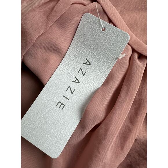 Azazie NWT Size 8 A8 Cora Dress Dusty Rose Chiffon Bridesmaid Pink - Picture 11 of 13